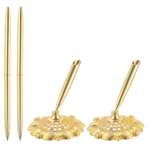 PATIKIL 2 Stück Hohle Runde Stift Metall Kugelschreiber Set, 1mm Schwarze Tinte Stifte für Geschäftsbüro Hochzeit Gästesignatur, Golden PATIKIL 2 Stück Hohle Runde Stift Metall Kugelschreiber Set, 1mm Schwarze Tinte Stifte für Geschäftsbüro Hochzeit Gästesignatur, Golden von PATIKIL
