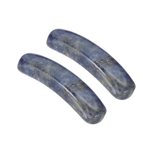 PATIKIL 2 Stück Naturstein, 36 x 10 mm Natürlicher gebogener klarer Quarzstein Kristall handgefertigte Jade Flachperlen für DIY-Basteln, blau Aderstein von PATIKIL
