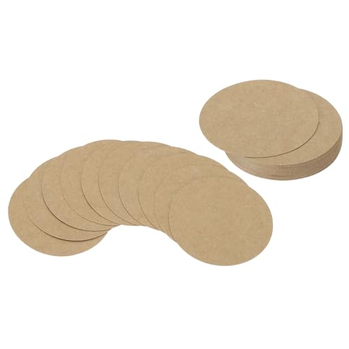 PATIKIL 2 Zoll Kreis Karton, 25 Stück runde Form Ausschnitte Papier dickes Karton Untersetzer für DIY Bastelprojekte Klassenzimmer Pinnwanddekoration, Kraftfarbe von PATIKIL
