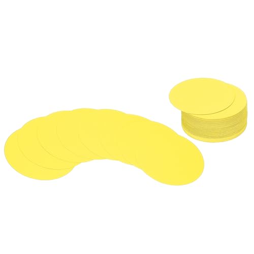 PATIKIL 2-Zoll-Kreis-Karton, 50 Stück runde Ausschnitte aus dickem Karton als Untersetzer für DIY-Bastelprojekte, Klassenzimmer-Pinnwanddekoration, gelb von PATIKIL