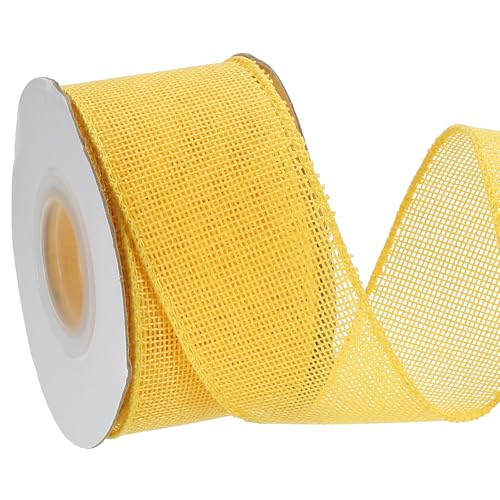 PATIKIL 2 Zoll x 10 Yard Juteband mit Drahtkante, Naturjuteband Solides Rustikales Band mit Eisen-Draht für Basteln Geschenkverpackung Kranz Baum Schleifen, Gelb PATIKIL 2 Zoll x 10 Yard Juteband mit Drahtkante, Naturjuteband Solides Rustikales Band mit Eisen-Draht für Basteln Geschenkverpackung Kranz Baum Schleifen, Gelb von PATIKIL