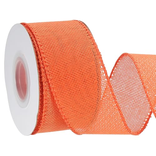 PATIKIL 2 Zoll x 10 Yard Juteband mit Drahtkante, Naturjuteband Solides Rustikales Band mit Eisen-Draht für Basteln Geschenkverpackung Kranz Baum Schleifen, Orange von PATIKIL