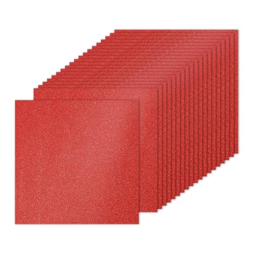 PATIKIL 20 Blätter helles rotes Glitzer Karton 10 x 10 Zoll, Glitzer Kartonpapier Quadratisch Premium Funkelndes Papier Bastelkartonpapier 250gsm für Scrapbook Karte DIY Hochzeitsfeier von PATIKIL