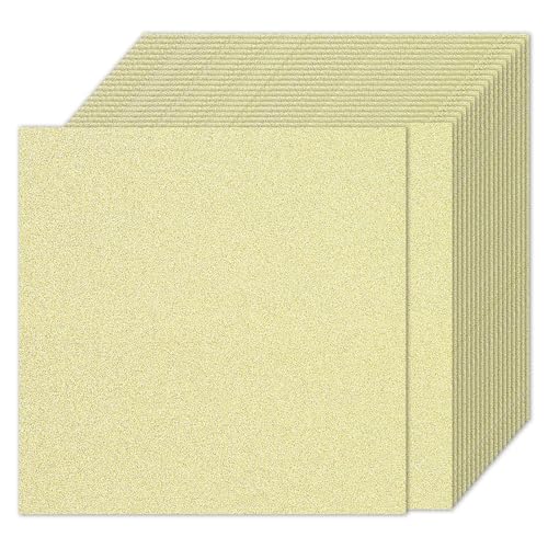 PATIKIL 20 Blatt Kartonpapier Quadratisch 250g - 30,5 x 30,5 cm - Dickes Bastelkarton zum Basteln Hochzeit Karton Glitzer Papier Stanzen DIY Deko Bastelpapier Bedruckbar, Helles Gold von PATIKIL