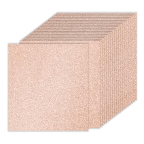 PATIKIL 20 Blatt Kartonpapier Quadratisch 250g - 30,5 x 30,5 cm - Dickes Bastelkarton zum Basteln Hochzeit Karton Glitzer Papier Stanzen DIY Deko Bastelpapier Bedruckbar, Rosagold von PATIKIL