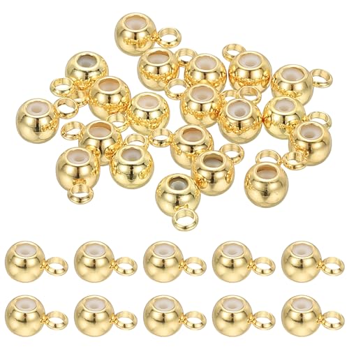 PATIKIL 20 Stück Positionierperlen 5mm Silikon Rondelle Einsatz Messing Stopperperlen Für Armbänder Schmuck Halsketten Basteln 14K Gold von PATIKIL