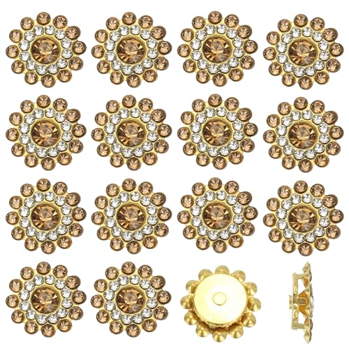PATIKIL 200 Stück Aufnäh-Rhinestones, 14mm Blumen-Glas-Rhinestones mit Craft Gems Kristall-Verzierungen für Kleidung Schuhe Gürtel DIY Basteldekoration, Hellbraun von PATIKIL
