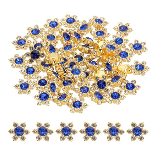 PATIKIL 200 Stück Blumen Kristall Strass Verzierungen, 13mm Flache Glas Strasssteine mit Bastelsteine Kristall Dekoration Knopf für Kleidung DIY Basteln Schmuckherstellung, Blau von PATIKIL
