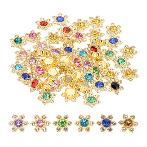 PATIKIL 200 Stück Blumen Kristall Strass Verzierungen, 13mm Flatback Glas Strasssteine mit Bastelsteine Kristall Dekoration Knopf für Kleidung DIY Basteln, Gemischte Farbe von PATIKIL
