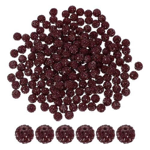 PATIKIL 200 Stück Strassperlen für die Schmuckherstellung, 10mm Glänzende runde Discokugel-Perlen Funkelnde Kristallton-Perlen mit Loch für Armband Halskette DIY Basteln, Dunkelrot PATIKIL 200 Stück Strassperlen für die Schmuckherstellung, 10mm Glänzende runde Discokugel-Perlen Funkelnde Kristallton-Perlen mit Loch für Armband Halskette DIY Basteln, Dunkelrot von PATIKIL