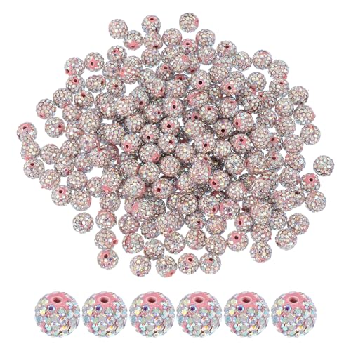 PATIKIL 200 Stück Strassperlen für die Schmuckherstellung, 10mm glänzende runde Discokugel-Perlen, funkelnde Kristall-Clay-Perlen mit Loch für Armband Halskette DIY Basteln, Pink AB PATIKIL 200 Stück Strassperlen für die Schmuckherstellung, 10mm glänzende runde Discokugel-Perlen, funkelnde Kristall-Clay-Perlen mit Loch für Armband Halskette DIY Basteln, Pink AB von PATIKIL