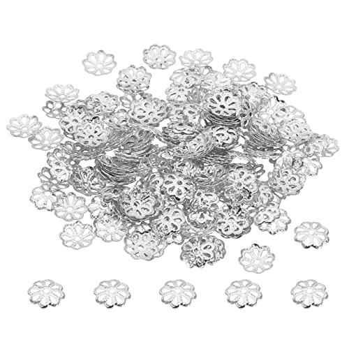 PATIKIL 200Stk Blume Perle Kappen 7x1mm Hohle Metall Abstandshalter Perle Endkappen für Schmuck Herstellung Earring Armbänder Halskette Heimwerken Silber Ton PATIKIL 200Stk Blume Perle Kappen 7x1mm Hohle Metall Abstandshalter Perle Endkappen für Schmuck Herstellung Earring Armbänder Halskette Heimwerken Silber Ton von PATIKIL