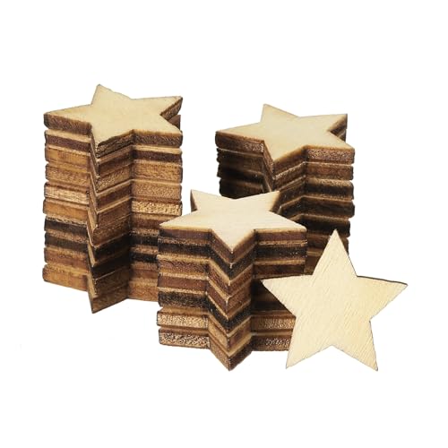 PATIKIL 20mm Holzsterne, 300er Packung Unvollendete Holzsterne Leerholz-Ausschnitte Verzierungen Natürliche Holzstücke für Weihnachtsbastelprojekte von PATIKIL