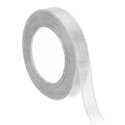 PATIKIL 24 Yard Glitzer Metallic Band, 5/8"W Stoff Solide Glänzende Band für Geschenkverpackung, Hochzeitsstrauß, Blumendekoration, DIY-Basteln, Silber PATIKIL 24 Yard Glitzer Metallic Band, 5/8"W Stoff Solide Glänzende Band für Geschenkverpackung, Hochzeitsstrauß, Blumendekoration, DIY-Basteln, Silber von PATIKIL