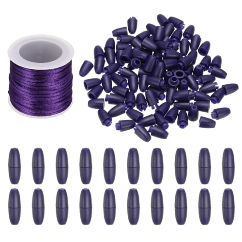 PATIKIL 24mm Breakaway-Verschlüsse mit 10m Nylon-Lanyard-Schnüren, 30 Set Kunststoff-Perlenfass-Verbinder für Armband-Halskette-Lanyard-Schmuckherstellung DIY-Handwerk, Lila von PATIKIL