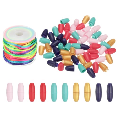 PATIKIL 24mm Breakaway-Verschlüsse mit 10m Nylon-Lanyard-Schnüren, 30er-Set Kunststoff-Perlenfass-Verbinder für Armband-Halskette-Lanyard-Schmuckherstellung DIY-Handwerk, Multicolor von PATIKIL