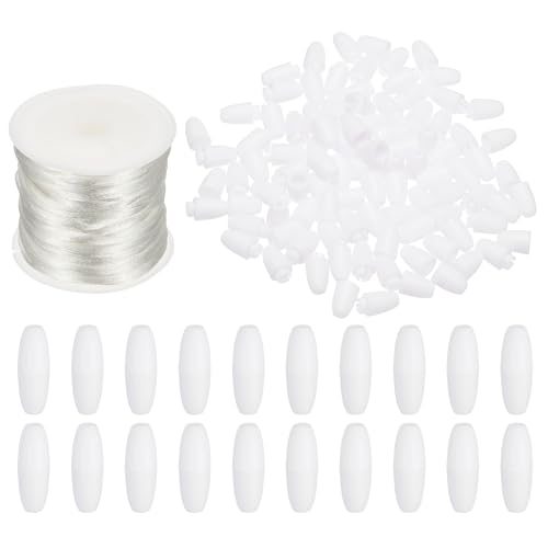 PATIKIL 24mm Sicherheitsverschlüsse mit 20m Nylonband-Schnüren, 60er-Set Kunststoff-Perlenfass-Verbinder für Armband-Halskette-Lanyard-Schmuckherstellung DIY-Handwerk, Weiß von PATIKIL