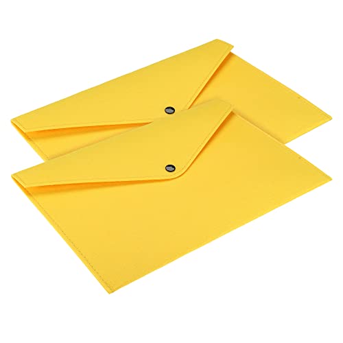 PATIKIL 2Pack Datei Tasche Filz Ordner A4 Umschlag Dokument Vorratsbeutel Organizer für Büro Business Gelb von PATIKIL