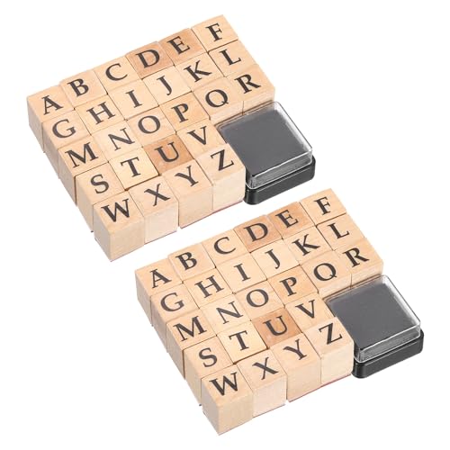 PATIKIL 2er Set Buchstabenstempel aus Holz, Buchstaben A bis Z, Holzstempel für Kartenherstellung, DIY-Basteln, Scrapbooking, Stil 2 von PATIKIL