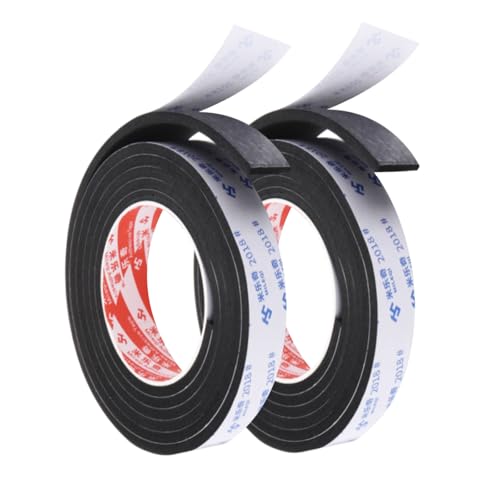 PATIKIL 2m Dichtungsband Selbstklebend, 25mm(B) x 5mm(D) Dichtband für Fenster Türen, Schaumstoff Klebeband 2 Rollen, Schwarz von PATIKIL