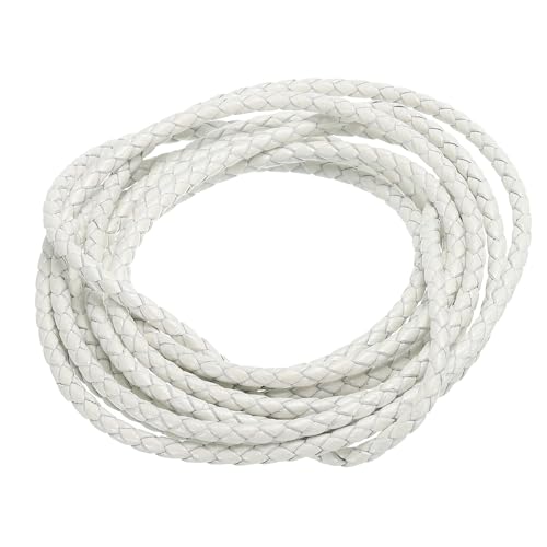 PATIKIL 2m Lederschnur Rund Geflochten, 3mm Rundes Lederband Geflochtenes Kordelseil aus Echtem Leder Gefaltet für Bastelarbeiten Schmuckherstellung Halsketten Armbänder DIY, Weiß PATIKIL 2m Lederschnur Rund Geflochten, 3mm Rundes Lederband Geflochtenes Kordelseil aus Echtem Leder Gefaltet für Bastelarbeiten Schmuckherstellung Halsketten Armbänder DIY, Weiß von PATIKIL