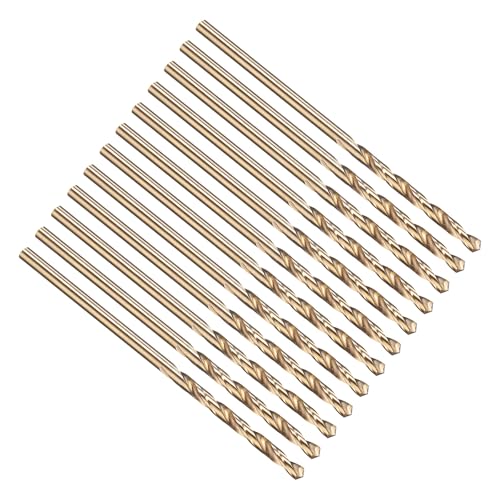 PATIKIL 2mm Bohrer, Jobber gerade Schaft M35 5% High-Speed-Stahl 135° Gold-Finish für Edelstahl-Hartmetall - 12er Pack von PATIKIL