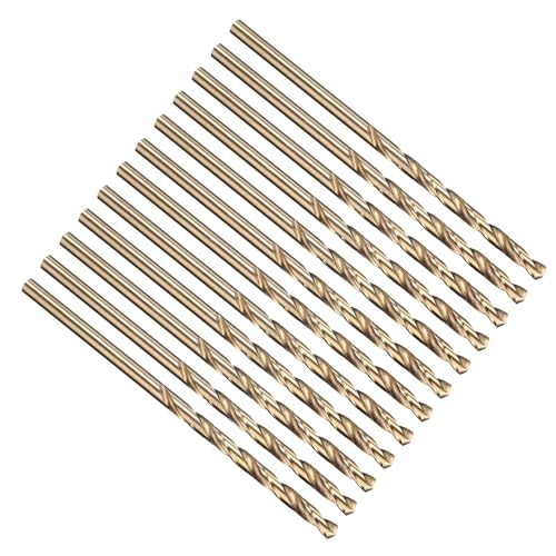 PATIKIL 3,1 mm Bohrer, Jobber gerade Schaft M35 Cobalt 5% High-Speed-Stahl 135° Gold-Finish für Edelstahl-Hartmetall - 12er Pack von PATIKIL