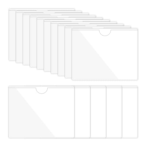 PATIKIL 3,1x3,9" Selbstklebende Indexkartentaschen mit oben offener Ladung, 15 Stück Kunststoffetikettenhalter zur Organisation und zum Schutz von Visitenkarten, Transparent von PATIKIL