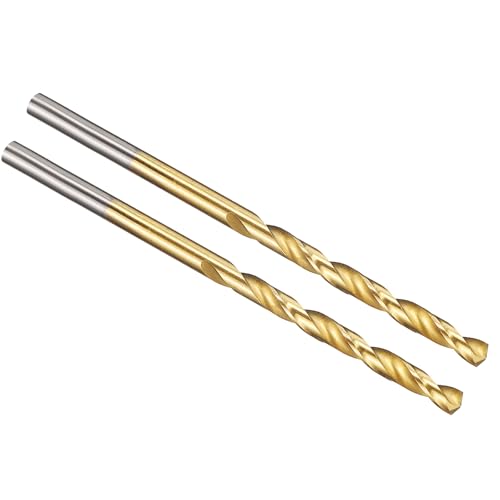 PATIKIL 3,2 mm Bohrer, Jobber gerade Schaft M2 High-Speed-Stahl 135° Titan-Nitrid (TiN) beschichtet für Edelstahl Hartmetall - 2er Pack von PATIKIL