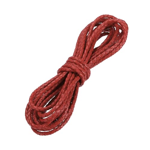 PATIKIL 3,3 Yards Geflochtener Lederband, 3mm Rund Geflochtenes Faux Halsbandband Bolo Krawattenband für Halskettenhandwerk Perlen Flechten, Dunkelrot PATIKIL 3,3 Yards Geflochtener Lederband, 3mm Rund Geflochtenes Faux Halsbandband Bolo Krawattenband für Halskettenhandwerk Perlen Flechten, Dunkelrot von PATIKIL