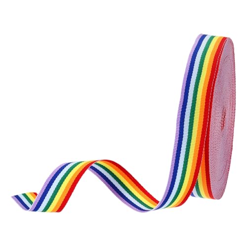 PATIKIL 3/4" Regenbogen-Grosgrain-Band, 25 Yard Polyester-Stoffstreifen-Bastelband mit doppelseitigem Design für Schleifen-Geschenkverpackung DIY-Herstellung Weihnachtsdekorationen von PATIKIL