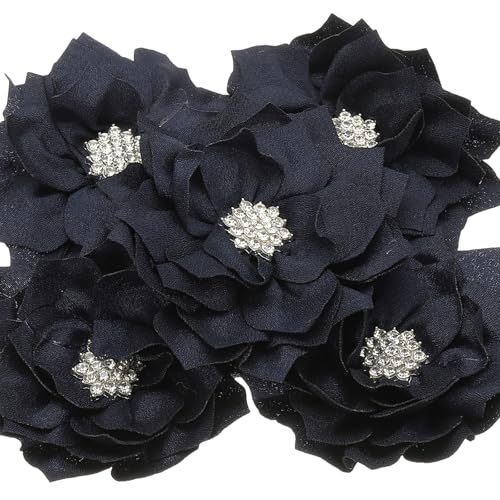 PATIKIL 3,5" Chiffon Blumen, 5 Stück Stoffblumen Strass Perlen Nähen Stoff Applikationen für Basteln Nähen Kleider DIY Kleidung Haarbänder Hochzeit Party Dekoration, Marineblau PATIKIL 3,5" Chiffon Blumen, 5 Stück Stoffblumen Strass Perlen Nähen Stoff Applikationen für Basteln Nähen Kleider DIY Kleidung Haarbänder Hochzeit Party Dekoration, Marineblau von PATIKIL