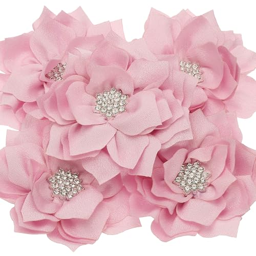 PATIKIL 3,5" Chiffon Blumen, 5 Stück Stoffblumen Strass Perlen Nähen Stoff Applikationen für Basteln Nähen Kleider DIY Kleidung Haarbänder Hochzeit Party Dekoration, Pink PATIKIL 3,5" Chiffon Blumen, 5 Stück Stoffblumen Strass Perlen Nähen Stoff Applikationen für Basteln Nähen Kleider DIY Kleidung Haarbänder Hochzeit Party Dekoration, Pink von PATIKIL