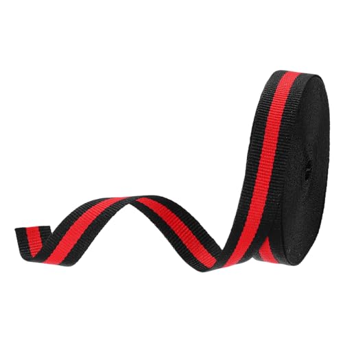 PATIKIL 3/5" Schwarzes Rot Gestreiftes Ripsband, 10 Yard Polyester Stoff Streifen Bastelband Doppelseitiges Design für Schleifen Geschenkverpackung DIY Herstellung Weihnachtsdekorationen von PATIKIL