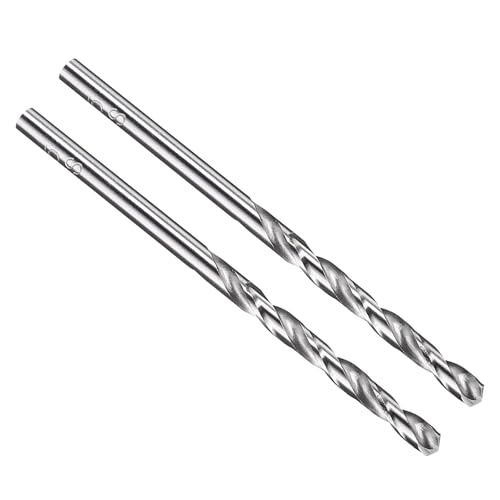 PATIKIL 3,5 mm Bohrer, Jobber gerade Schaft M2 High-Speed-Stahl 135° unbeschichtet hell für Edelstahl mittelhartes Metall - 2er Pack von PATIKIL