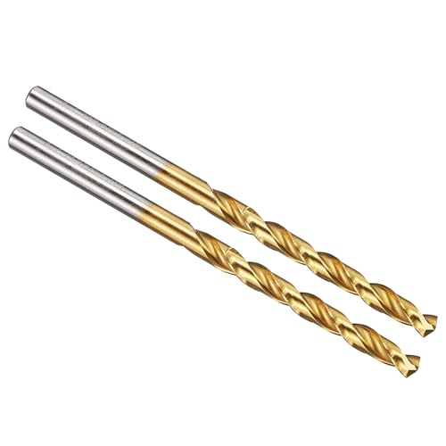 PATIKIL 3,7 mm Bohrer, M42 8% Hochgeschwindigkeitsstahl Jobber Gerader Schaft 135° Titan-Nitrid (TiN) beschichtet für Hartmetall-Edelstahl - 2er Pack von PATIKIL