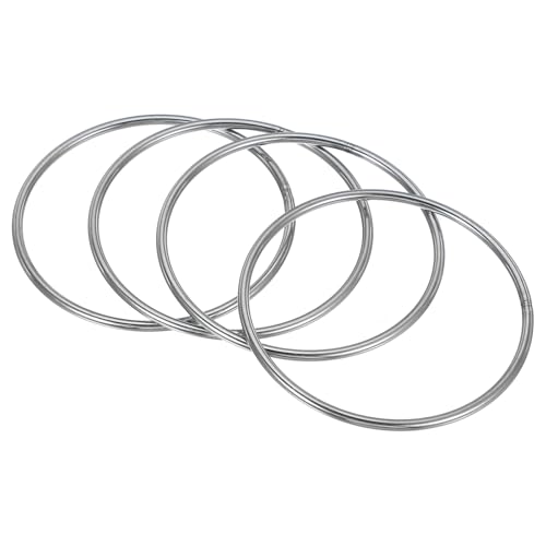 PATIKIL 3,9" Metall O-Ring, 4 Stück Schwerlast 304 Edelstahl O-Ringe Geschweißte Runde Ringe für DIY Handwerk Hardware Gürtel Hundeleine Makramee, 4x100mm von PATIKIL
