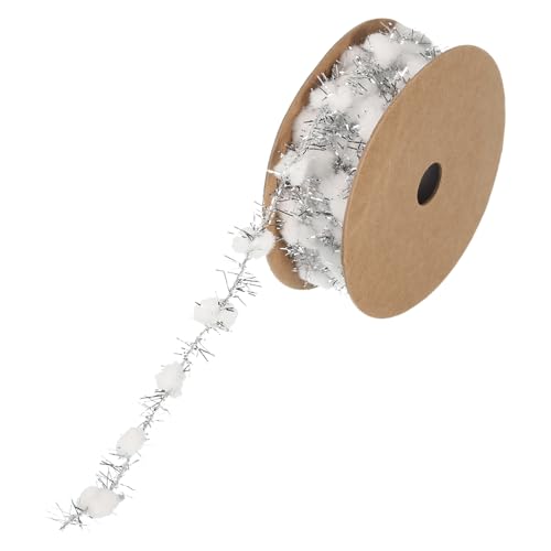 PATIKIL 3 Meter Pom Pom Drahtband, Mini Ball Schnurband mit Silber Tinsel für Weihnachtsbaum Geschenkverpackung Blumenstrauß Bastel DIY Dekoration, Weiß PATIKIL 3 Meter Pom Pom Drahtband, Mini Ball Schnurband mit Silber Tinsel für Weihnachtsbaum Geschenkverpackung Blumenstrauß Bastel DIY Dekoration, Weiß von PATIKIL