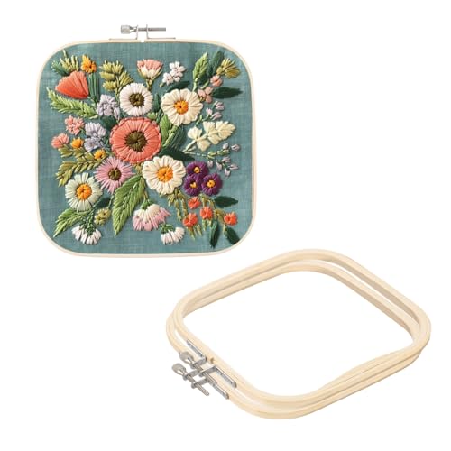 PATIKIL 3 Stück 7,9" x 7,9" Bambus Stickrahmen, Quadratische Verstellbare Kreuzstich Rahmen Stickrahmen Ring Stickrahmen Stickständer für Embroidery Kreuzstich DIY Nähen Dekoration von PATIKIL