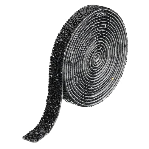 PATIKIL 3 Yards Harz Strassband, 15mm Kristall Strassstreifen Selbstklebendes Bling Diamantband für Kleidung DIY Basteln, Schwarz von PATIKIL