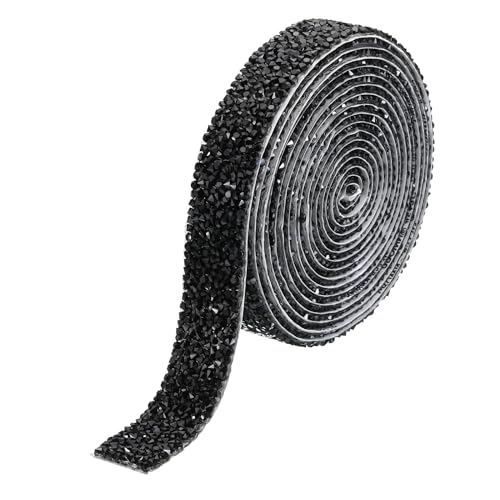 PATIKIL 3 Yards Harz Strassband, 20mm Kristall Strassstreifen Selbstklebendes Bling Diamantband für Kleidung DIY Basteln, Schwarz von PATIKIL