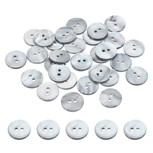 PATIKIL 30 Stück 15mm Perlmuttknöpfe, 2 Löcher MOP Natürliche Perlmuttknöpfe für Nähen Kleidung Mantel Anzug Hemd DIY Basteldekoration, Grau von PATIKIL
