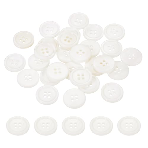 PATIKIL 30 Stück 15mm Perlmuttknöpfe, 4 Löcher MOP Natürliche Perlmutt-Schalenknöpfe für Nähen Kleidung Mantel Anzug Hemd DIY Basteldekoration, Weiß von PATIKIL