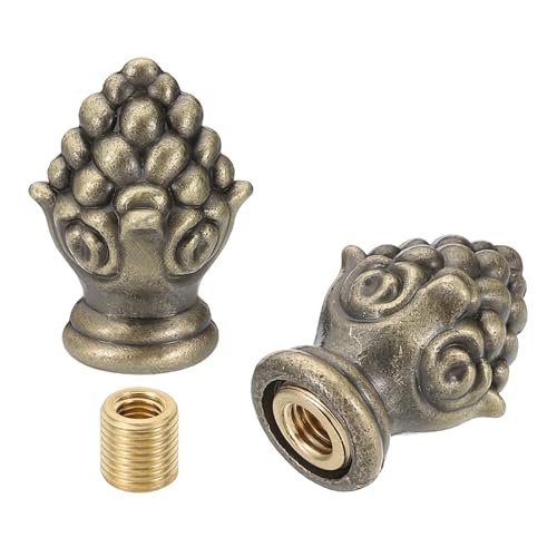 PATIKIL 30 x 16mm Lamp Finials Caps Knob, 2 Set Solid Lamp Shade Top Decoration Screw Cap Nuts with Brass Reducing Adapter for Table Lamps Floor Lamps, Bronze von PATIKIL