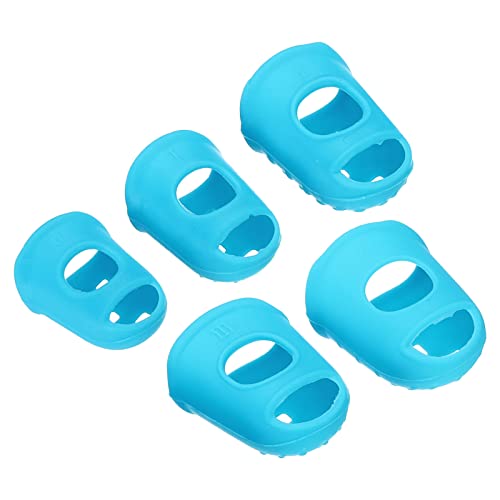 PATIKIL 30Pack Gummi Fingerspitze Silikon Daumen Fingerkuppen Schutz Abdeckungen Polster Fingerhut für Gitarre Spielen Büro Zählen Nähen Himmel Blau 5 Größe Sortiert von PATIKIL