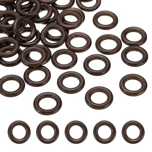 PATIKIL 30mm Naturholzringe, 30er Pack Holzringe Rund Verbindungsringe Holzschlaufe Kreis für Bastelarbeiten Anhänger DIY Schmuckherstellung Makramee, Dunkelbraun von PATIKIL