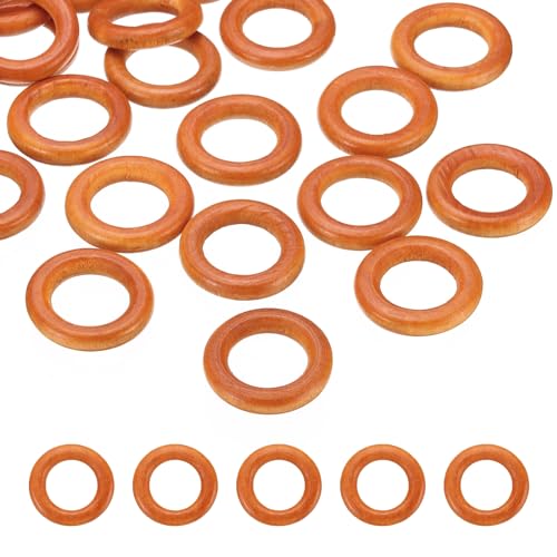 PATIKIL 30mm Naturholzringe, 50er Pack Holzringe Rund Verbindungsringe Holzschlaufe Kreis für Bastelarbeiten Anhänger DIY Schmuckherstellung Makramee, Braun von PATIKIL