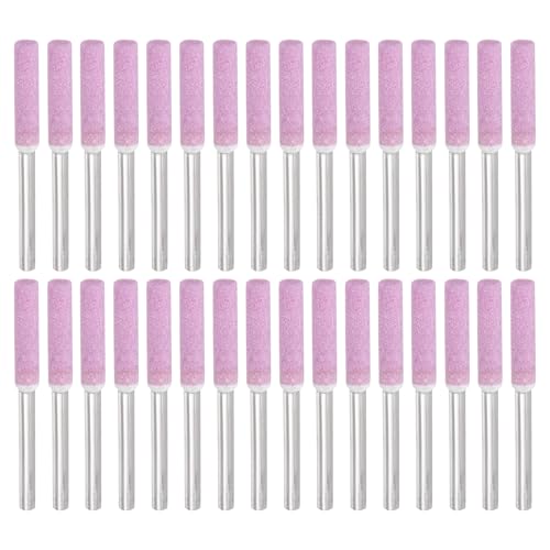 PATIKIL 32 Stück Diamant-Kettensägeschärfer 3/16 Zoll Härte Schleifstein Polieren Kettensägeschärfset Schleiffeile Werkzeug für Kettensäge Steine Schmuck Holz, Pink(4.8mm) von PATIKIL