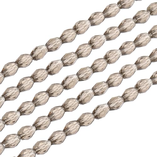 PATIKIL 325 Stück Facettierte Kristallperlen In Tropfenform, Grau Doppelkegel Vertikale Lochform, 4 X 6 Mm von PATIKIL