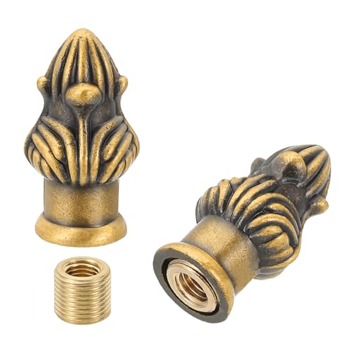 PATIKIL 33 x 20mm Lamp Finials Caps Knob, 2 Set Solid Lamp Shade Top Decoration Screw Cap Nuts with Brass Reducing Adapter for Table Lamps Floor Lamps, Gold Bronze von PATIKIL